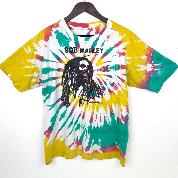 1990s Tye Dye Bob Marley Vintage Shirt - Picture 1 of 5